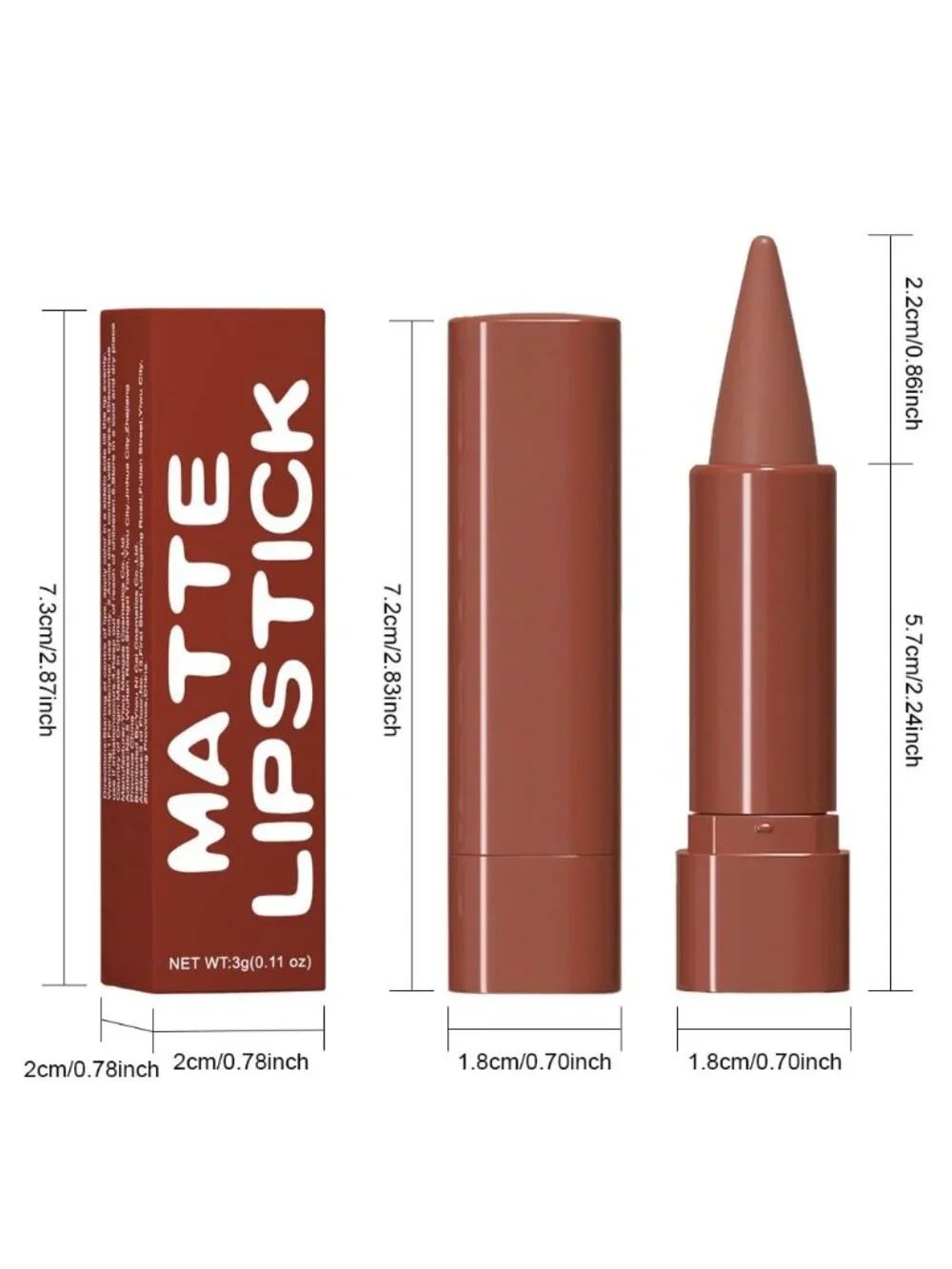 1Pcs-G16# Antique Rose Shimmery Metallic Cone-Tip Glitter Lipstick And Lip Liner